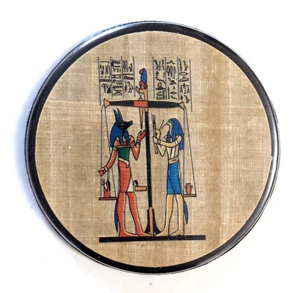 Box Of 6 VTG Papyrus Coaster Egyptian 4 In. Water Heat Resistant Lined Unused - Picture 10 of 10